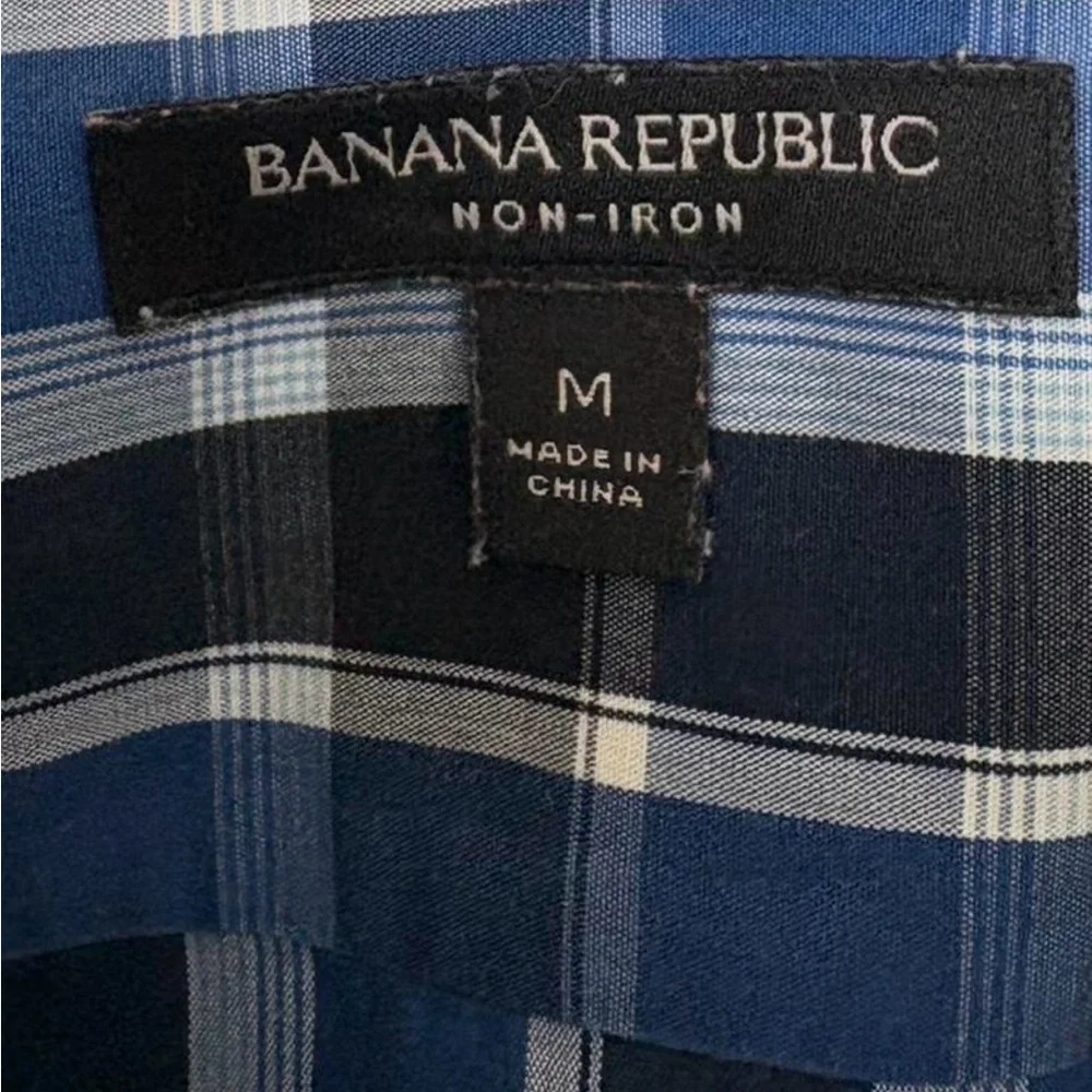Men Banana Republic Camden Fit Noniron Plaid Button Down Dress Shirt Size Medium